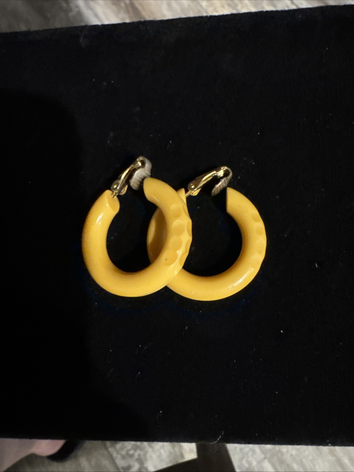 Vintage Bakelite earrings butterscotch tone hoop clip on earrings