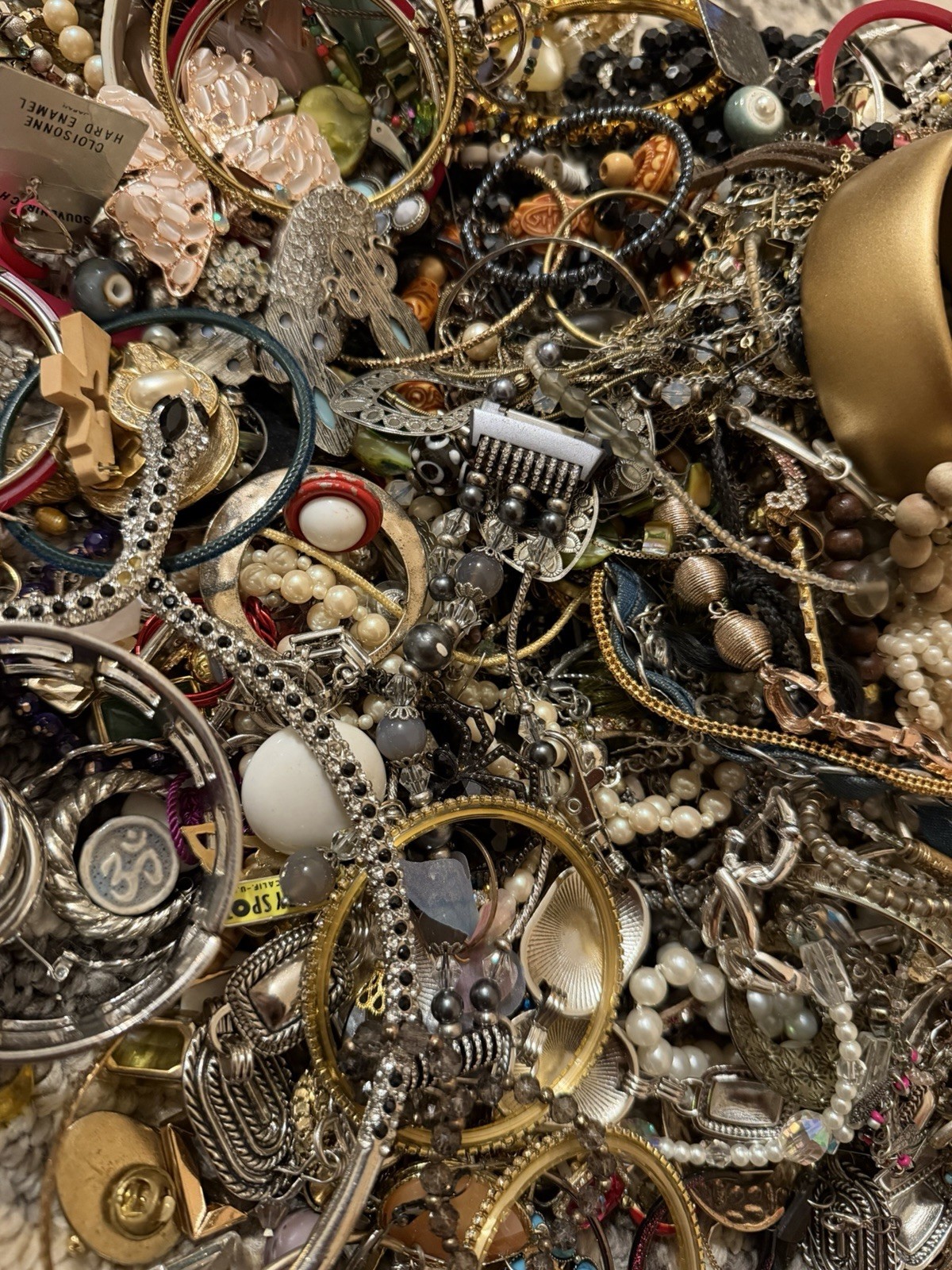 Estate Wholesale Junk Drawer Jewelry Lot 8 Plus Lbs Wearable Or Craft Untested