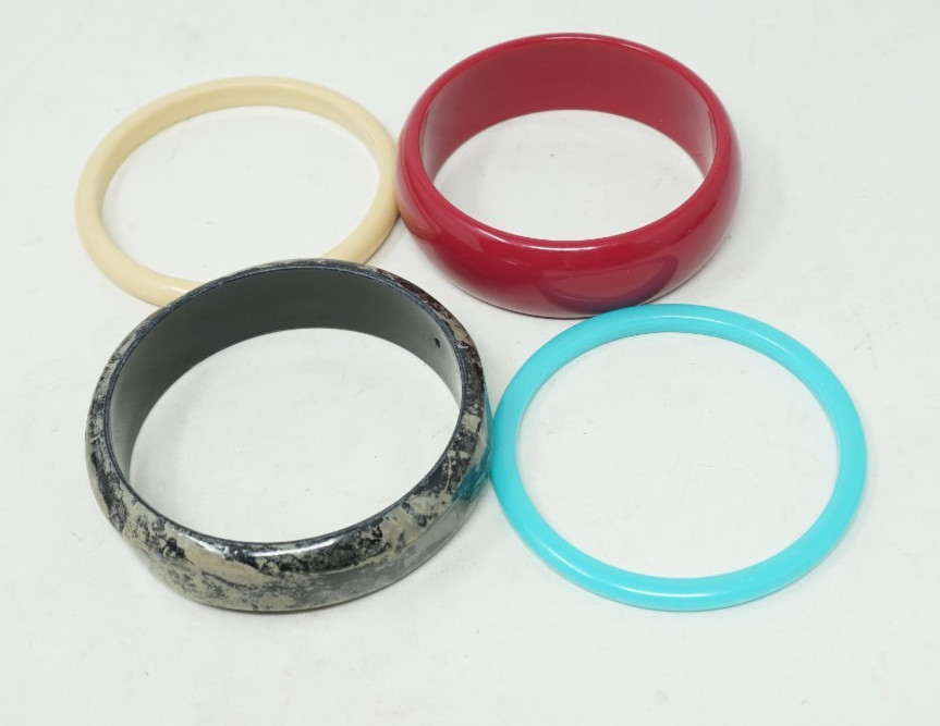 Lucite Bangle Bracelets Multiple Colors Marbled Lot Of 10 Vintage