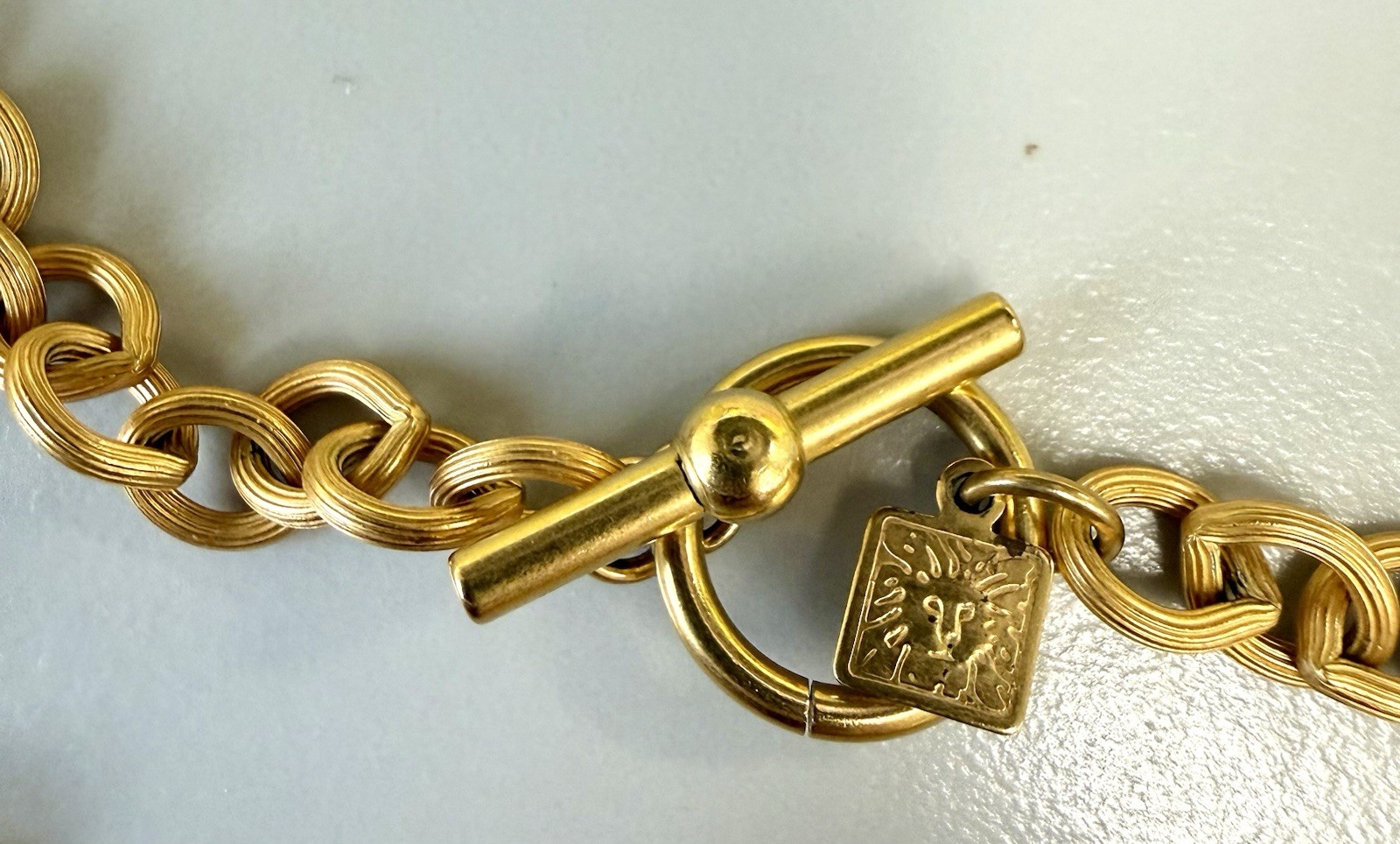Vintage Anne Klein Gold Tone Triple Heart Charm Necklace Toggle Chain Statement