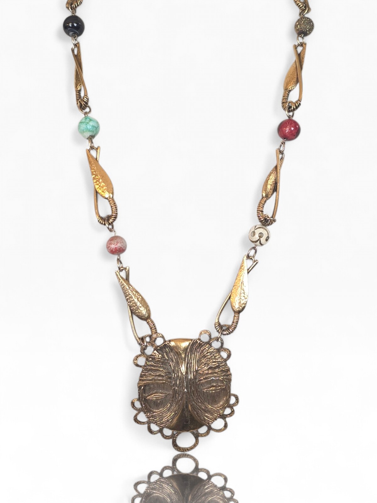 VINTAGE LARRY VRBA FOR CASTLECLIFF PRIMITIVE TRIBAL FACE PENDANT NECKLACE