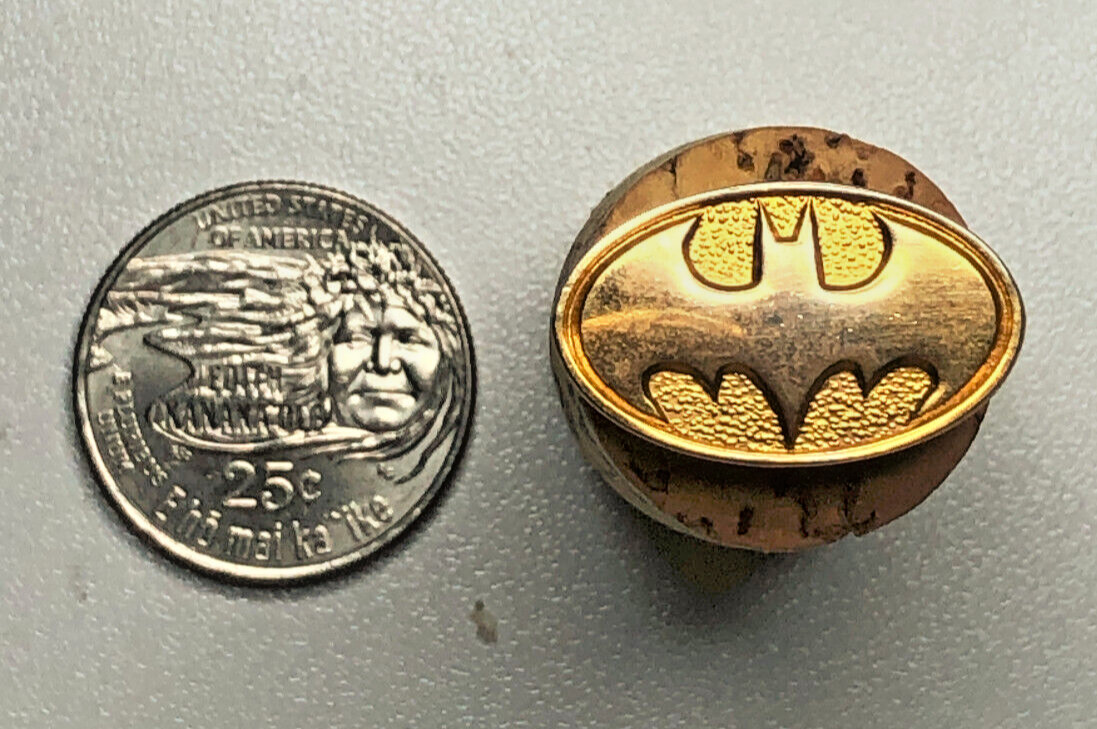 Vintage Batman Gold Tone Logo TM DC Comics Promo Pin with Butterfly Clutch Back