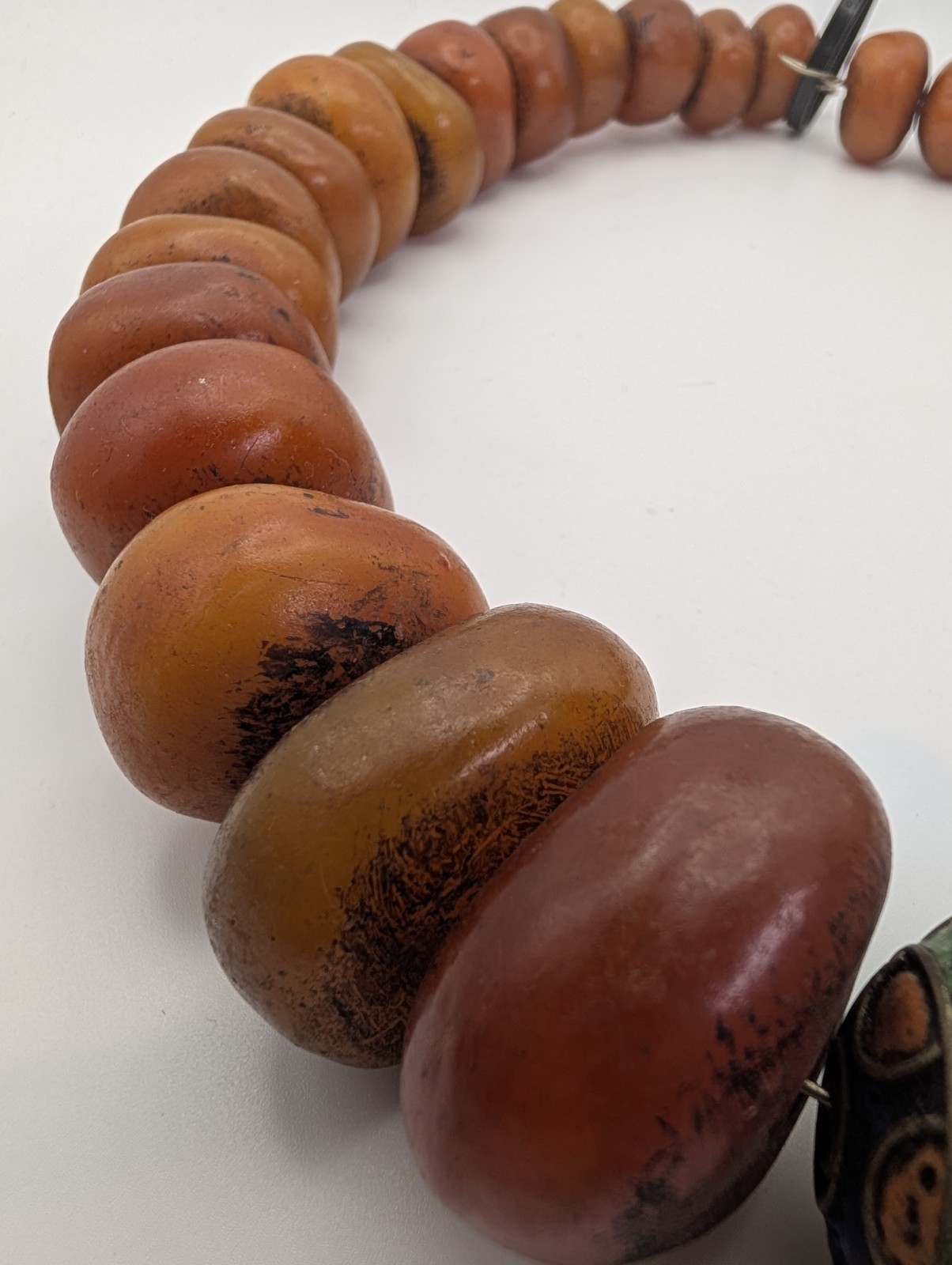 Vintage Moroccan Style Resin Bead Necklace – Large Enamel Focal Bead