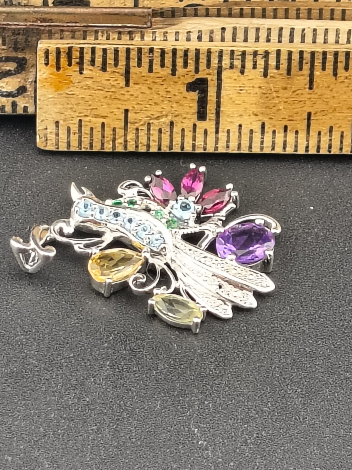 Sterling Silver 925 Pendant Lot 7pc 18g Multi Stone CZ Pearl Peacock Heart