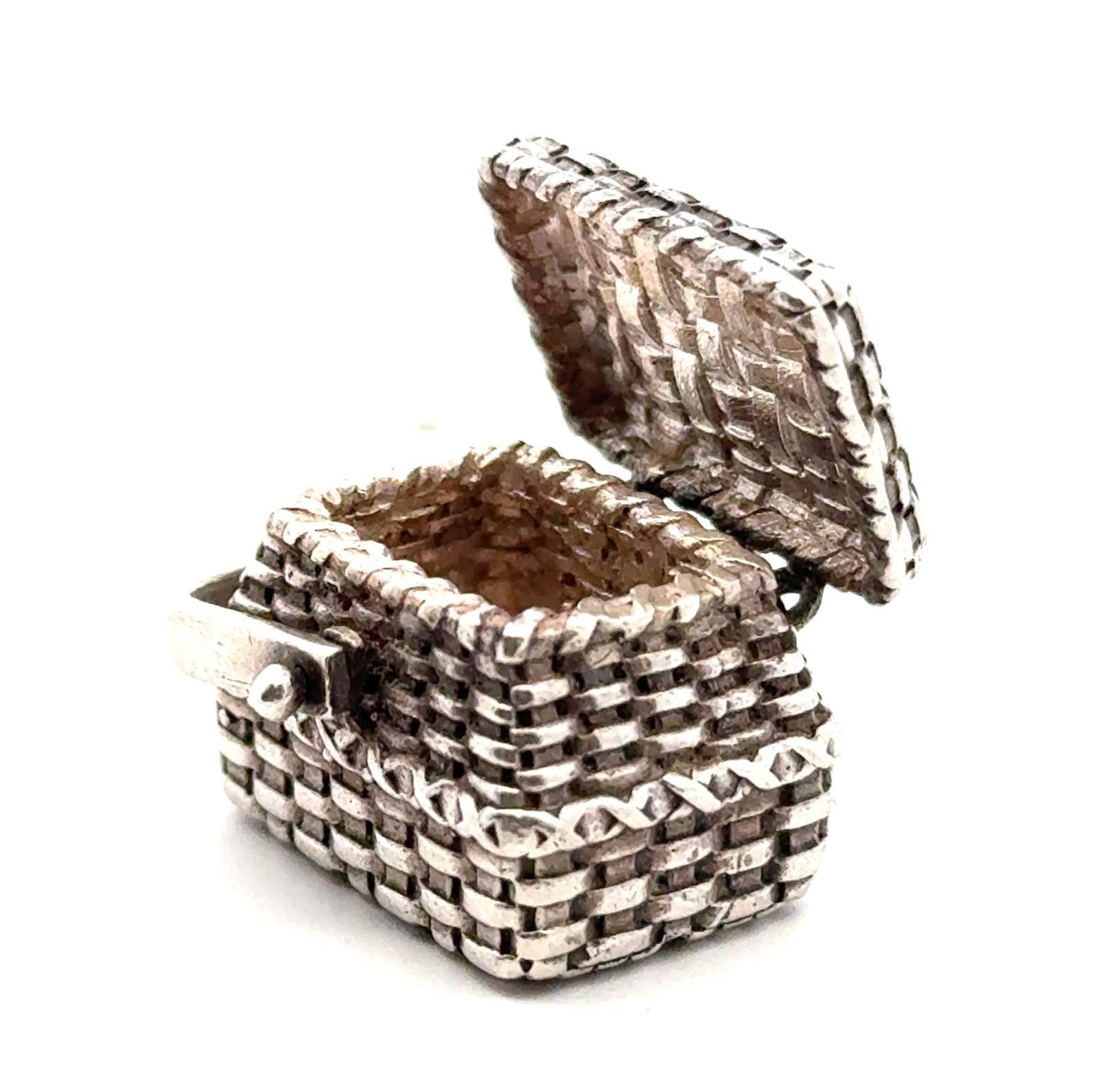 Vintage Brown County Baskets .925 Sterling Silver Picnic Basket, Hinged, 15.6g