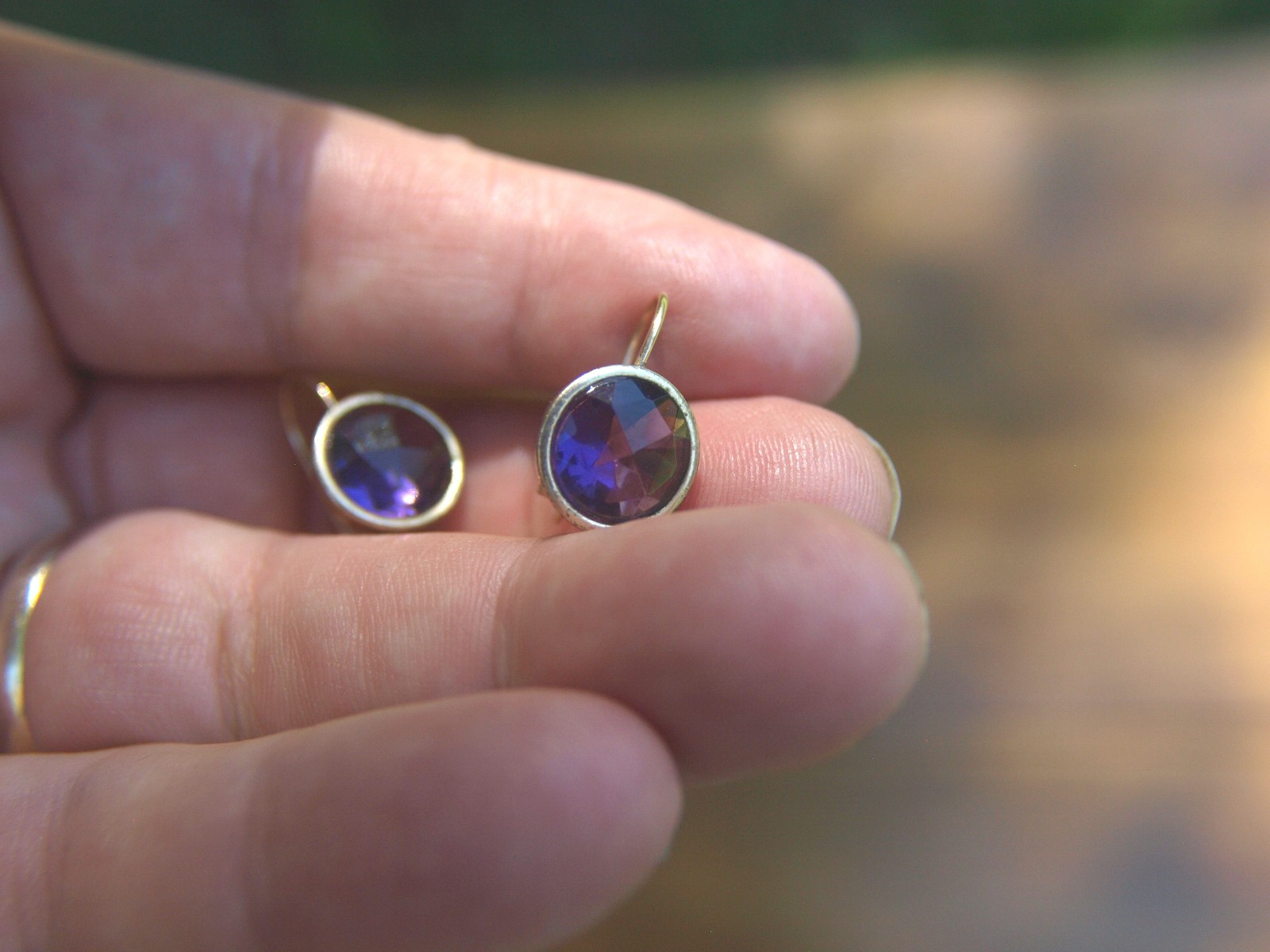 Vintage? Monet Signed Purple Rhinestone Dangle Earrings