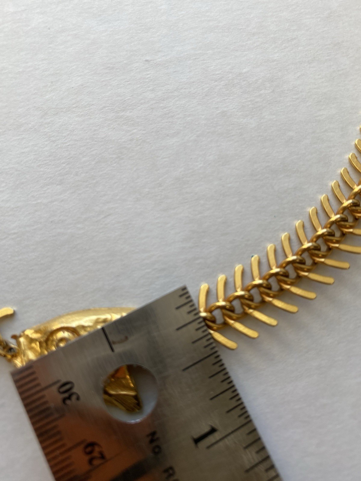 Vtg MDM Maison De Mode Fish Bone FishHead Necklace Gold Tone 16” Mermaidcore