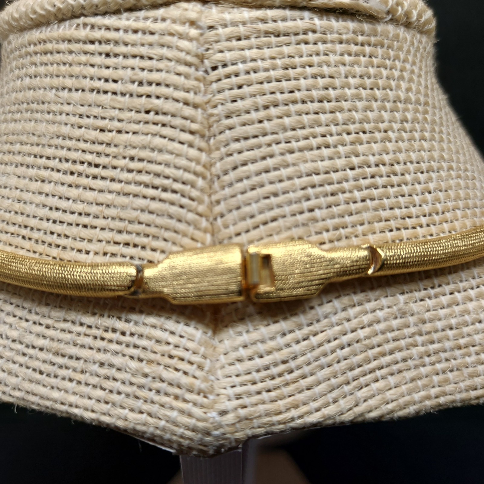 Vintage Textured Bar Link Gold Tone Choker Necklace