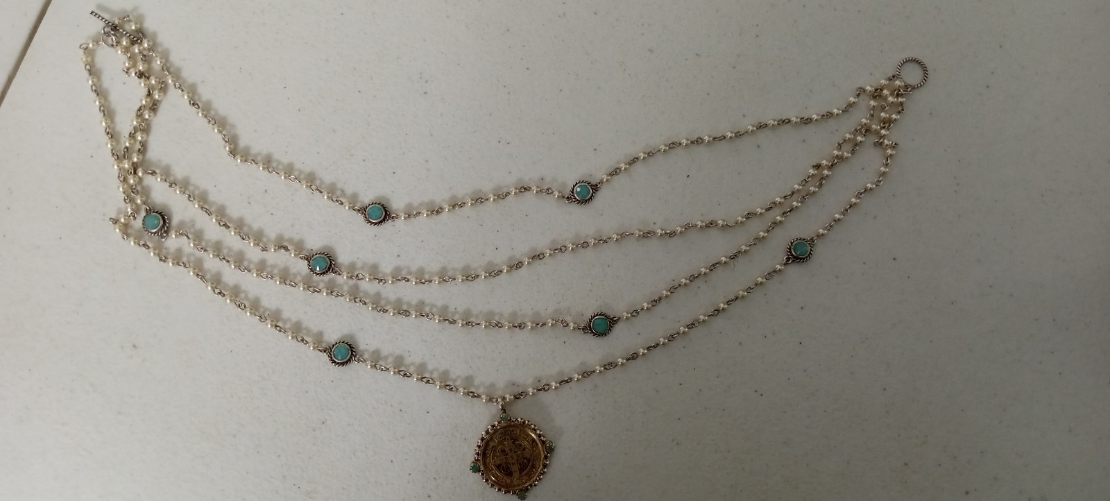 VSA Virgins Saints & Angels San Benito Magdalena Pearl Rosary Necklace