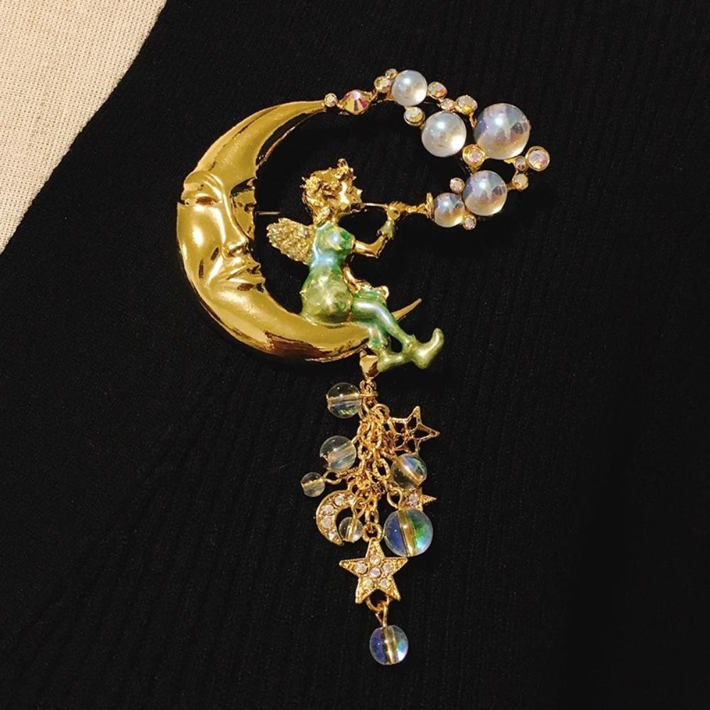 Vintage Art Nouveau Brooch Style Fairy Beauty Shawl Pin Pendant Jewelry Unique
