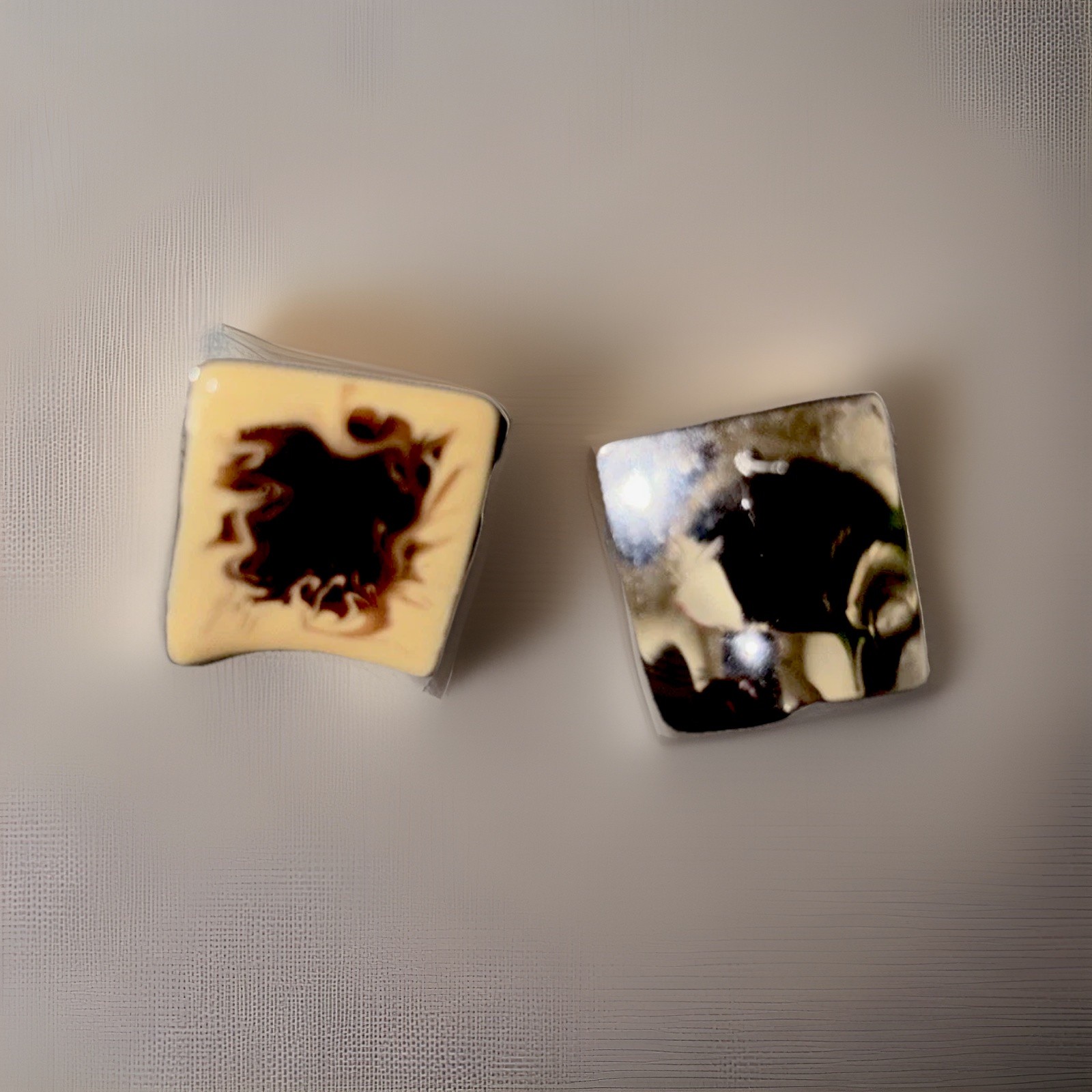 Enamel Shimmer Gold Swirl Square silver tone back posts