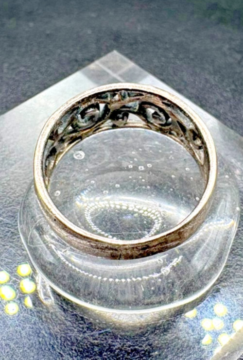 925 Sterling Silver Openwork Scroll Filigree Band Ring Size 5.5-6 Vintage 2.6g