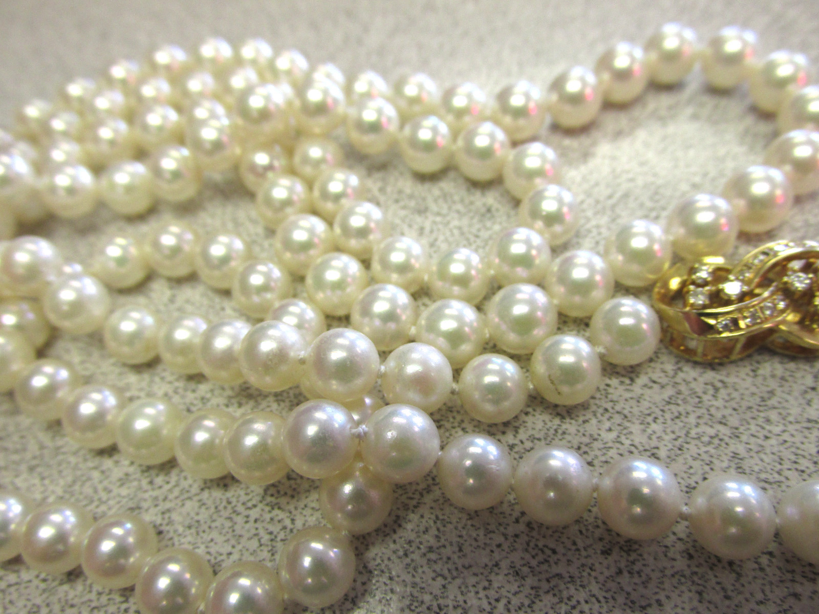 Nice 34 inch 6 to 6.4 mm High Quality Pearl Necklace 18k Clasp Make Offer