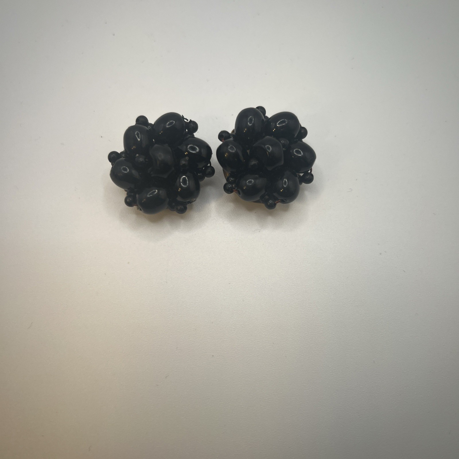 Vintage Clip On Earrings Cluster Beaded Germany, Real Vintage