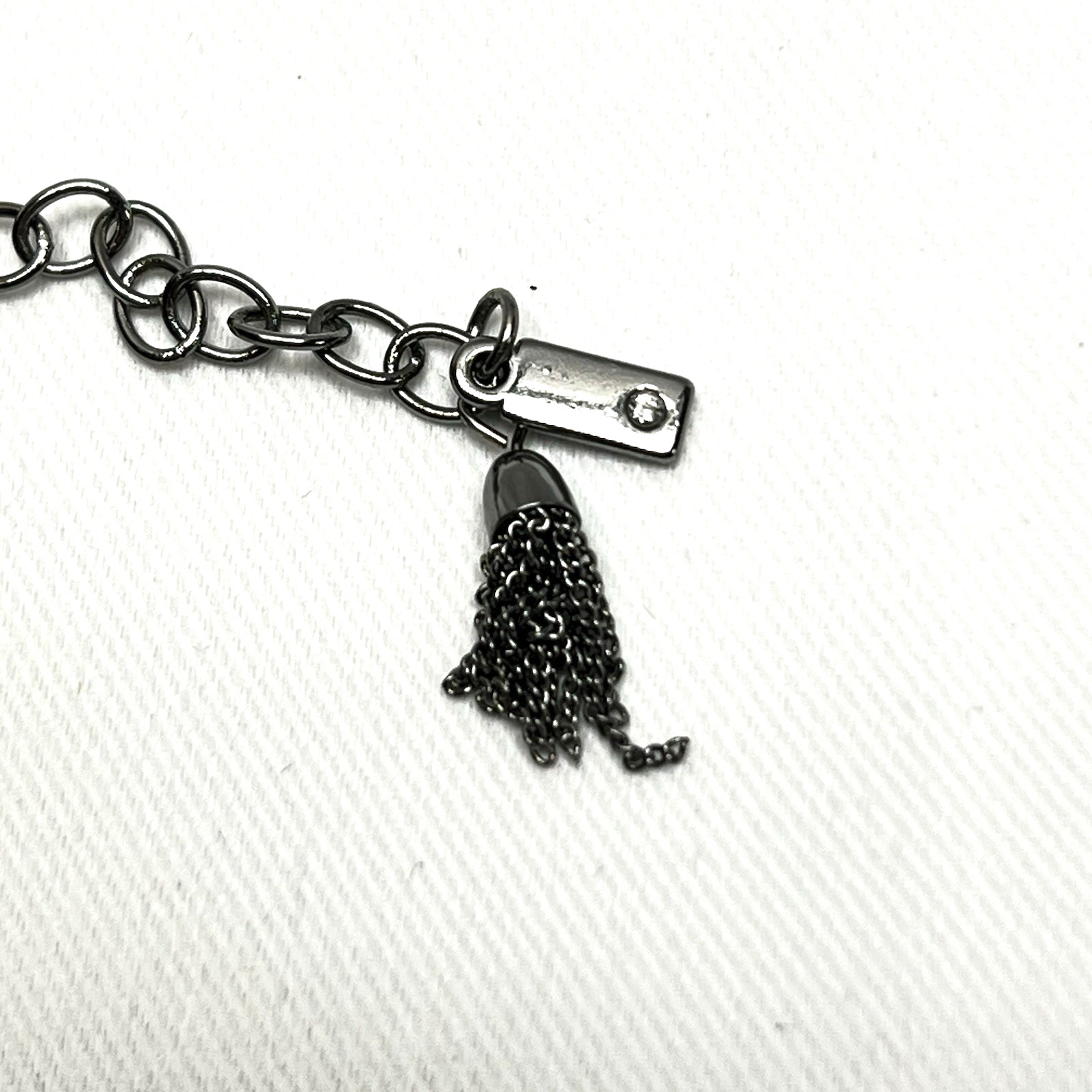 Black Beaded Pave Ball Necklace Gunmetal Chain Statement Collar Adjustable