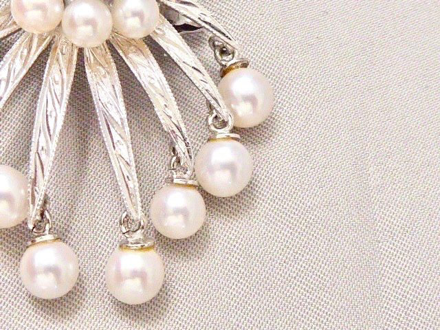 VINTAGE FABULOUS BRIGHT CLEAN CULTURED AKOYA PEARL STERLING 60’S PIN PENDANT