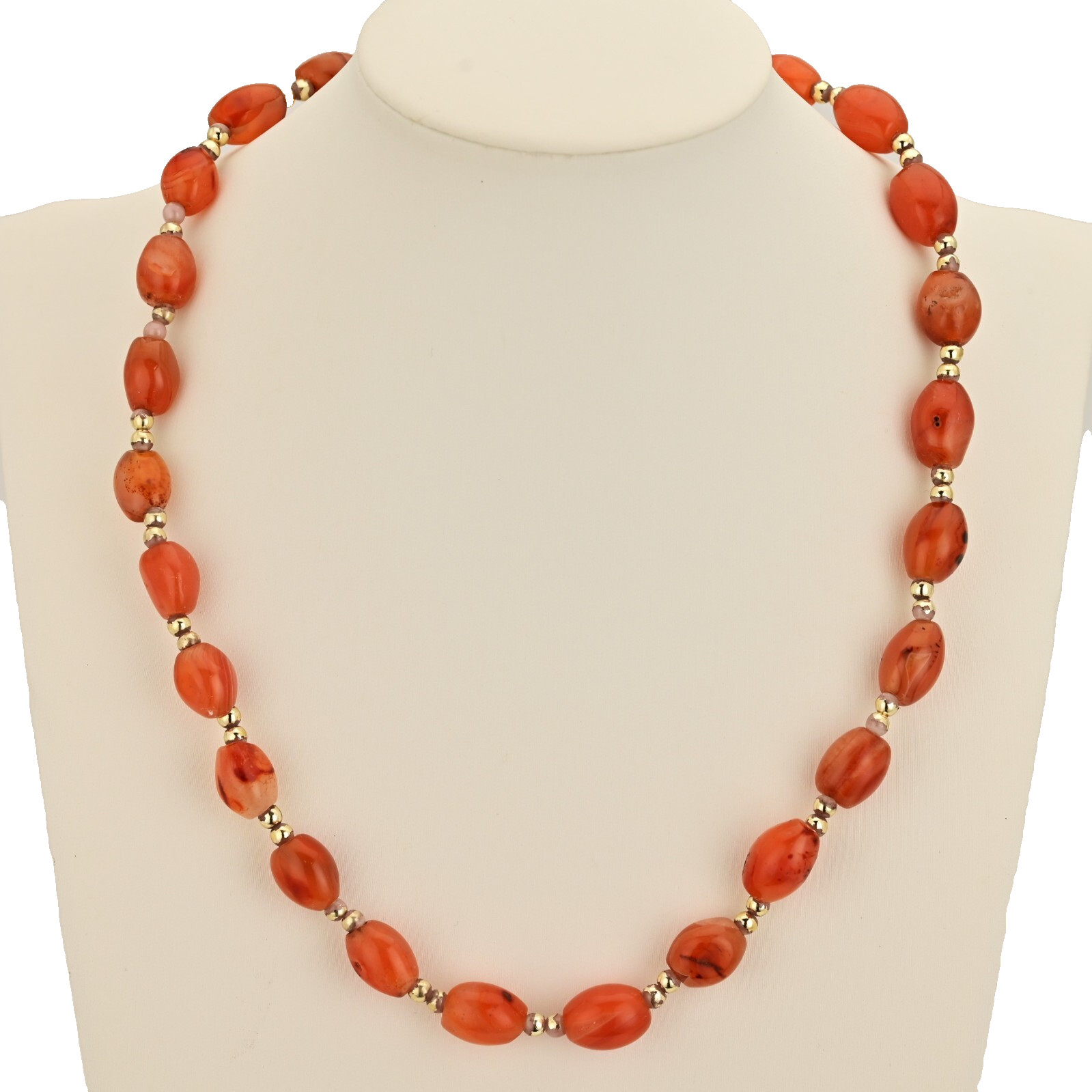Vintage Original Design Sulaimani Agate Carnelian Bead Gemstone Estate Necklace