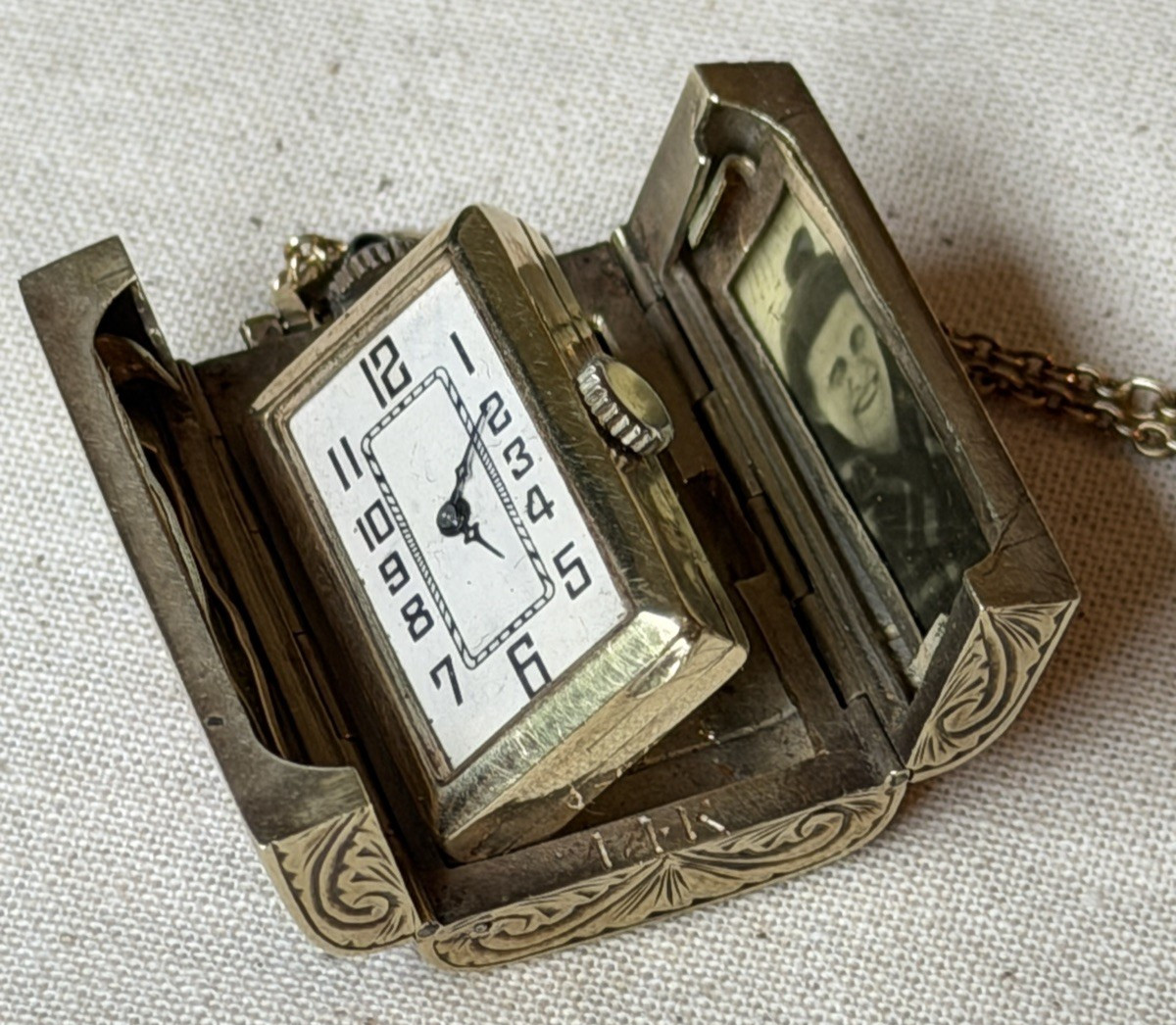 Art Deco 14k Enamel Pendant Watch
