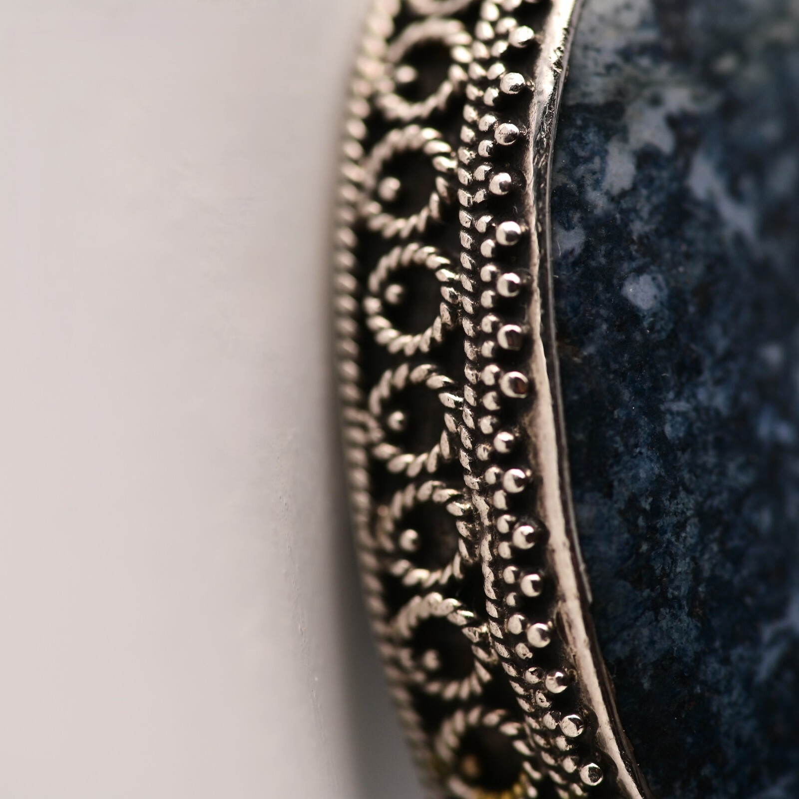 Vintage Original Sterling Silver Dumortierite Gemstone Pendant Estate Necklace