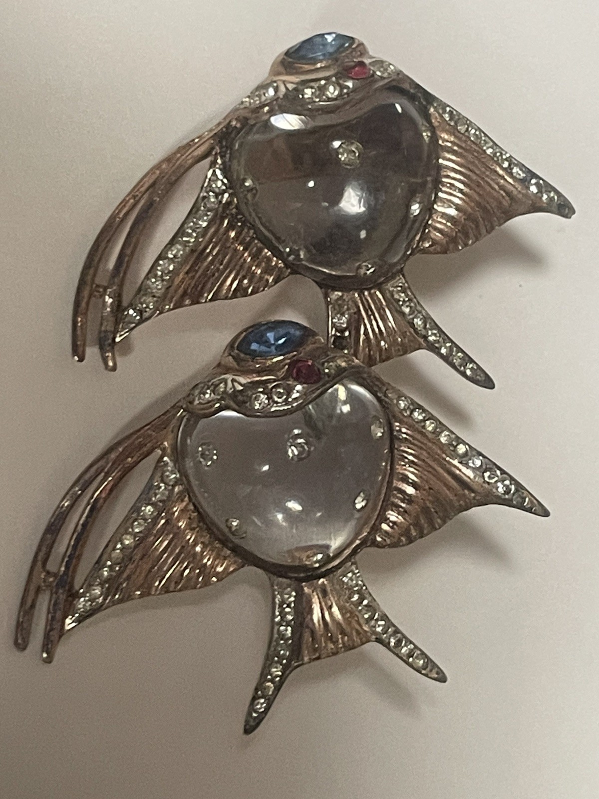 Coro Duette 1940s Vermeil Sterling Jelly Belly Angel Fish Brooch