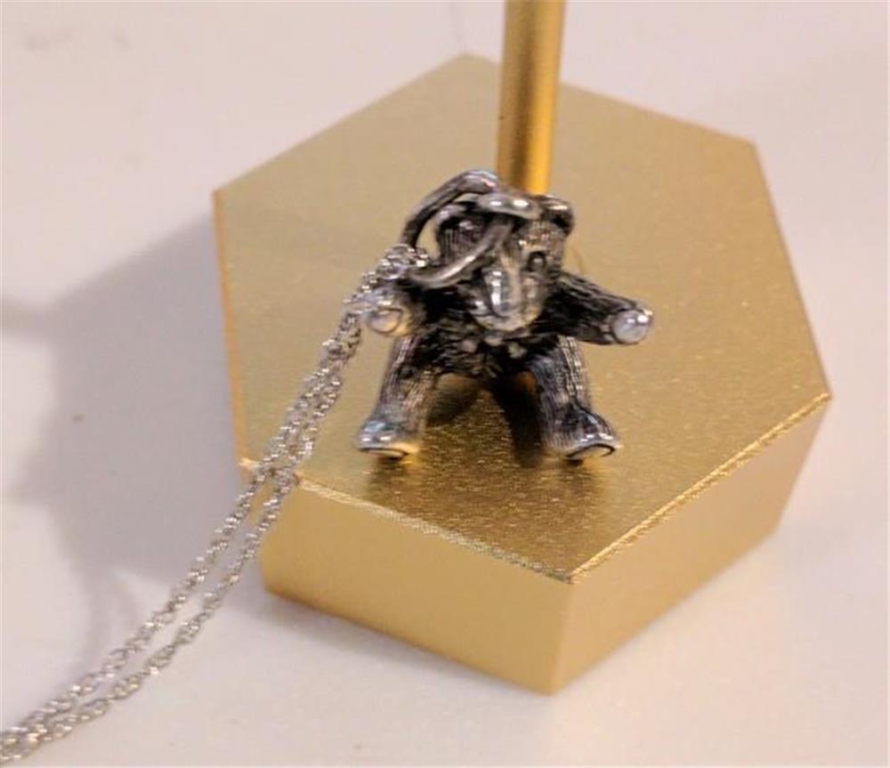 Brown County Silver Teddy Bear Charm Pendant Cute Details Necklace 18″ Chain 925