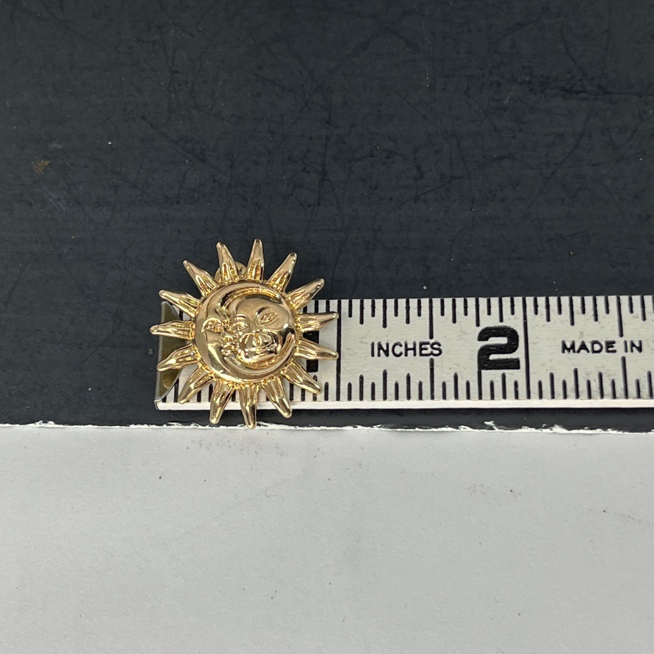 Gold Tone Celestial Sun Moon Necklace Earrings Set Pierced Choker Retro