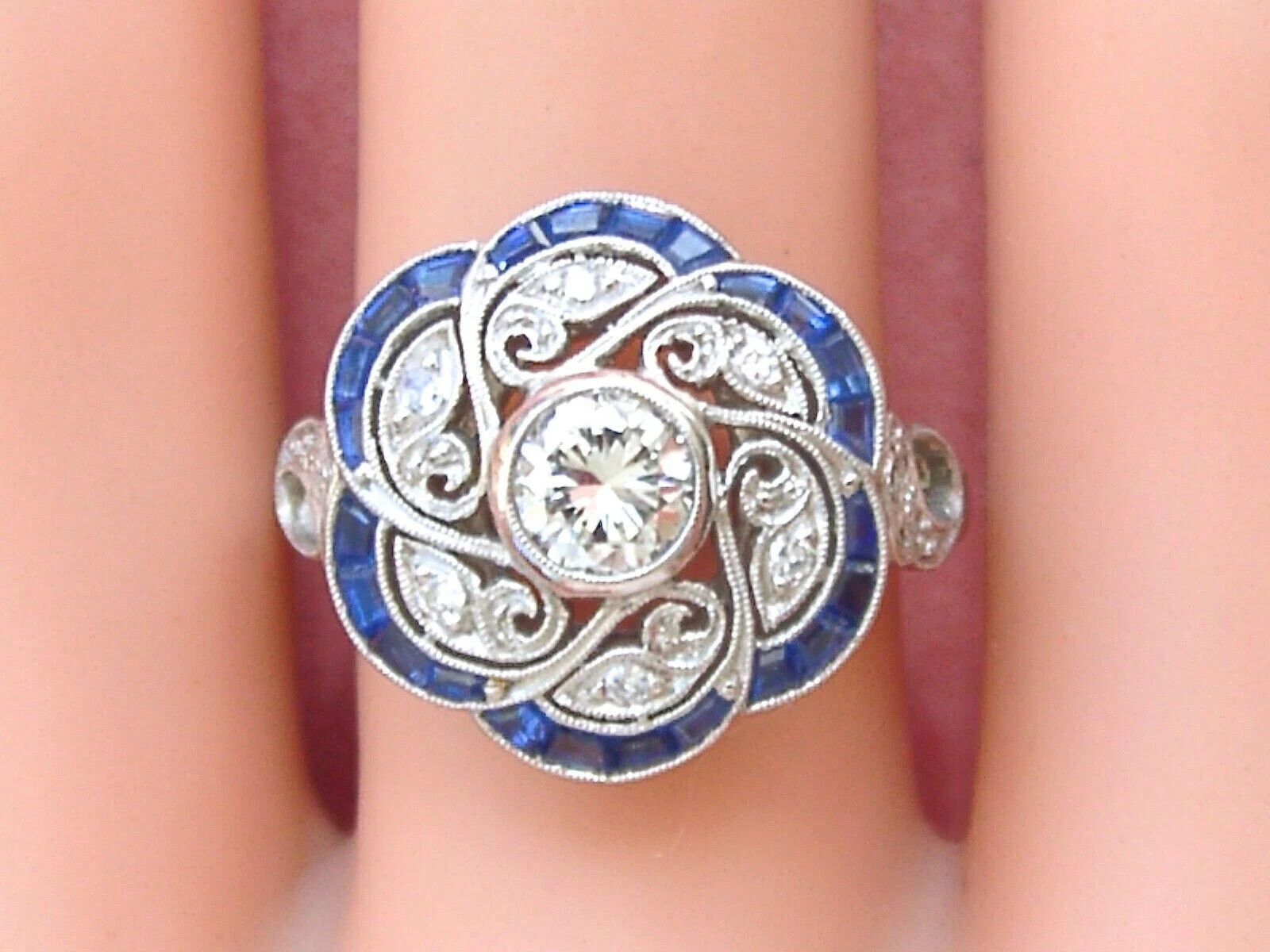 2.10CT Round Art Deco Style Swirl Lab Created Diamond Vintage Ring 925 Silver