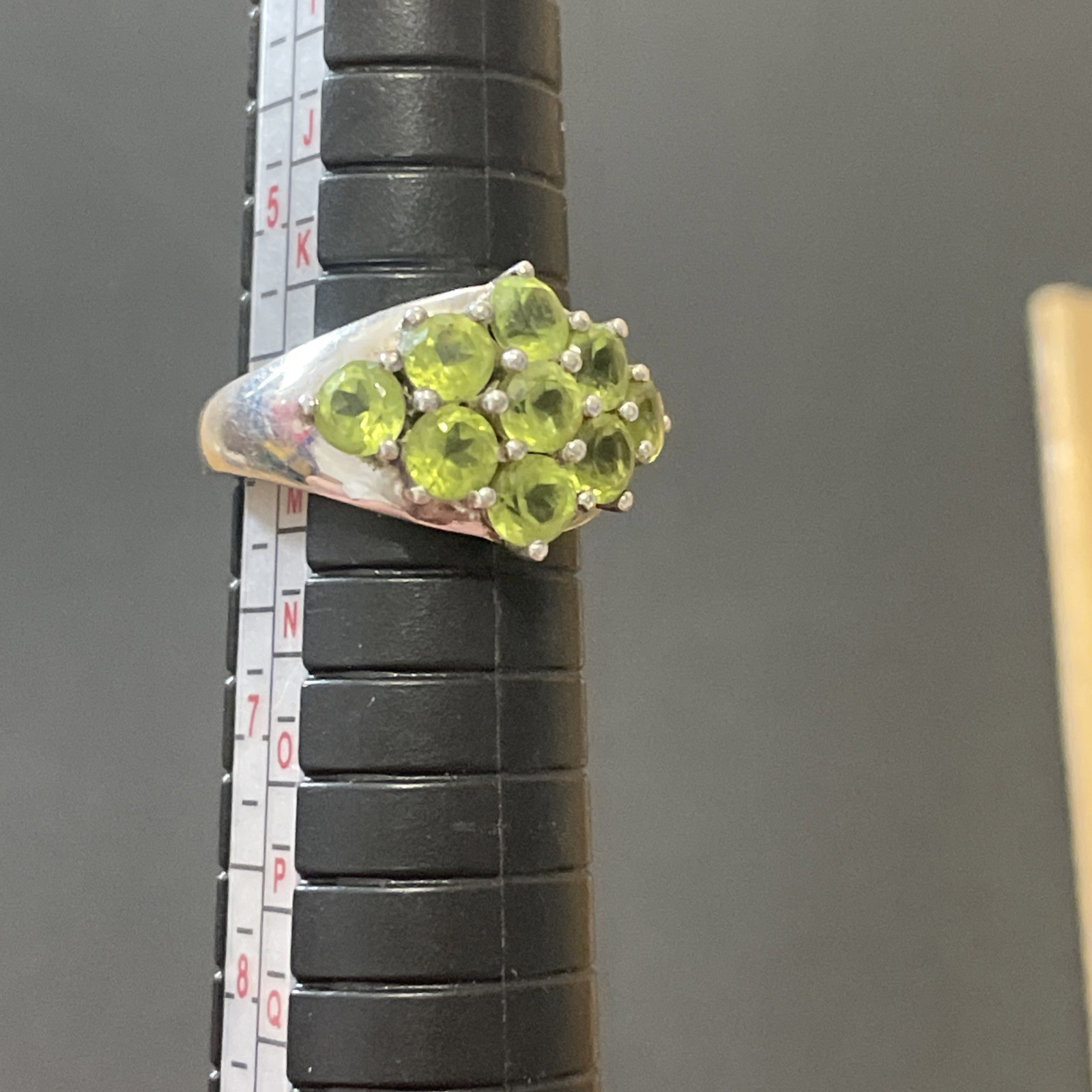 Vintage Sterling Silver 925 Green Peridot Cluster Statement Ring Size 6 India QJ