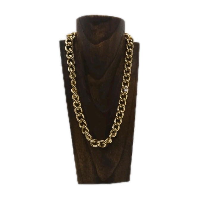 Gold Tone Link Necklace Collar Chunky 80’s style Couture Vintage Toggle 21 in