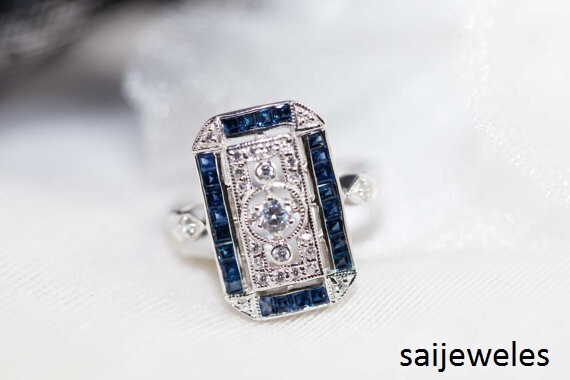 1.60CT Round Lab-Created Diamond Art Deco Vintage Wedding Ring 14K White Gold FN