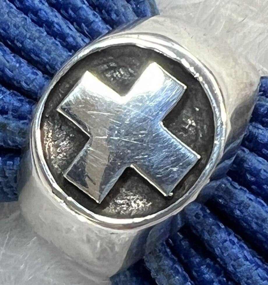 Greek Cross Sterling Silver 0.925 VINTAGE Men’s 1/2″ N to S BAND RING size 9.75