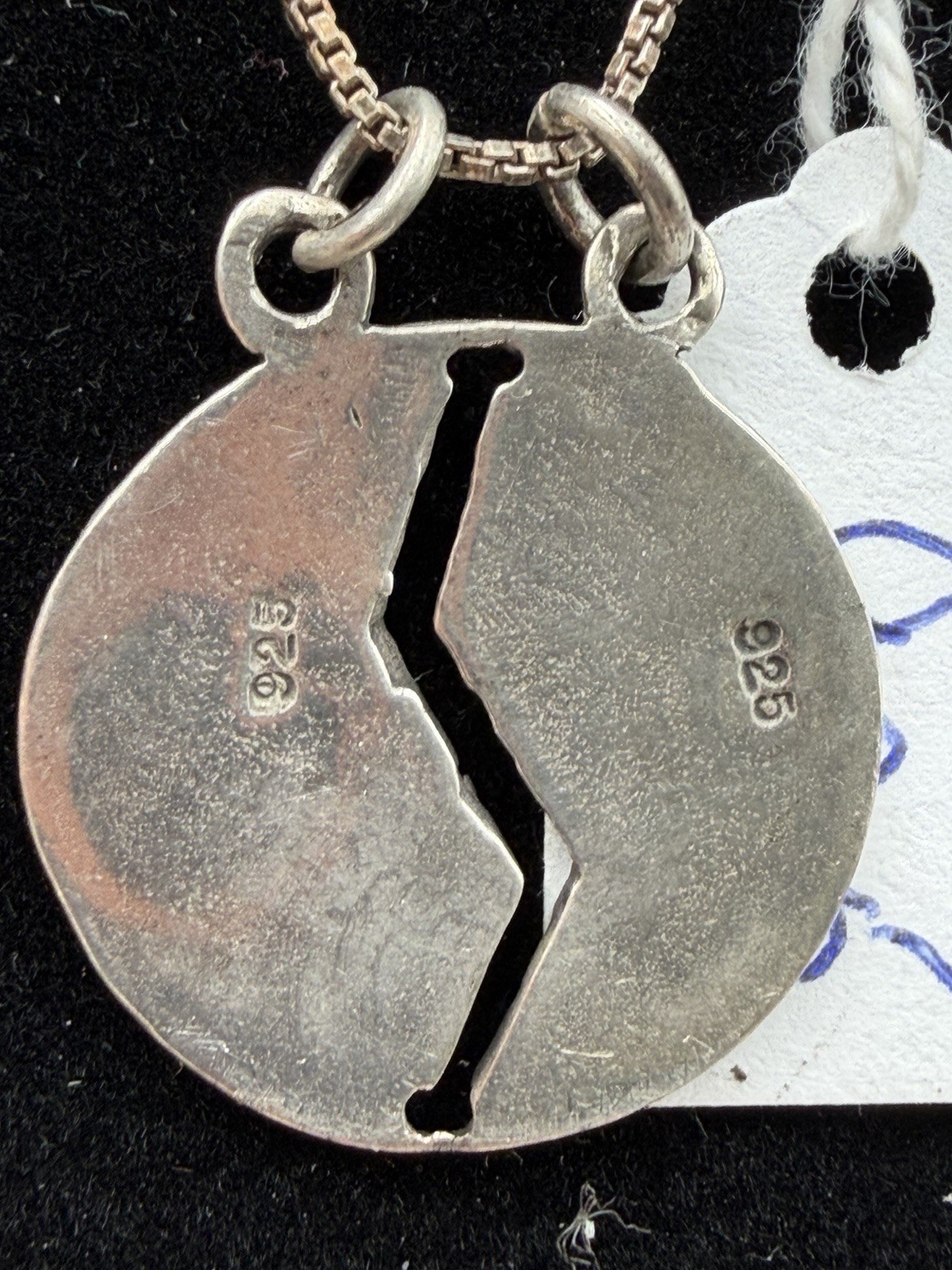 Best Friends Heartbreak Vintage 925 Sterling Silver Pendant 16” AGI Italy JB