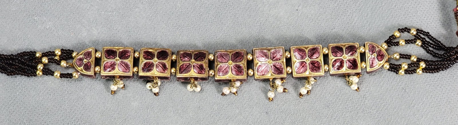Vintage BOHEMIAN Enamel & Rhinestone NECKLACE & EARRINGS Boho INDIA Lot