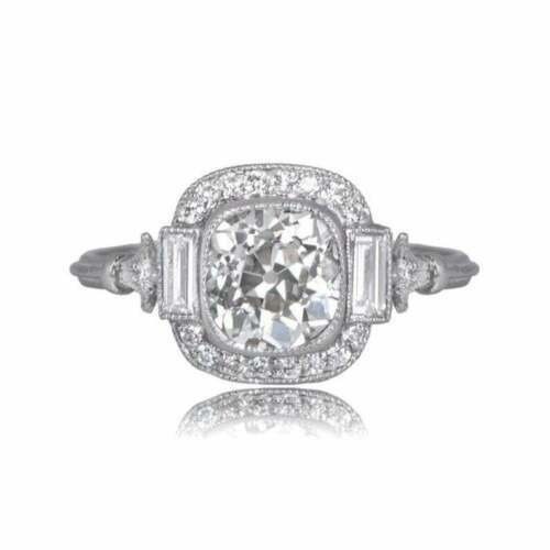3.10 Ct White Diamond Art Deco Vintage Engagement Ring 925 Sterling Silver