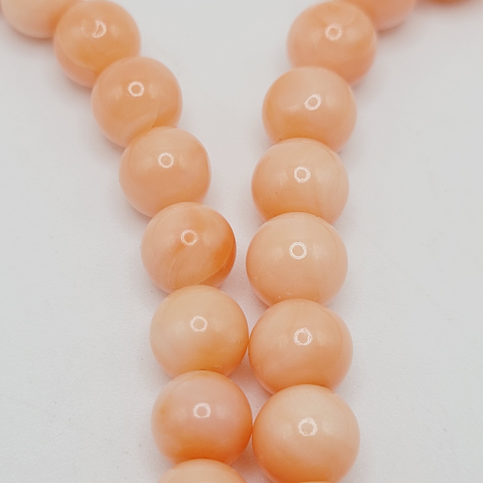 Genuine Pink Peach Blush Coral Bead 6mm Necklace Alloy Clasp Tested 25 inch