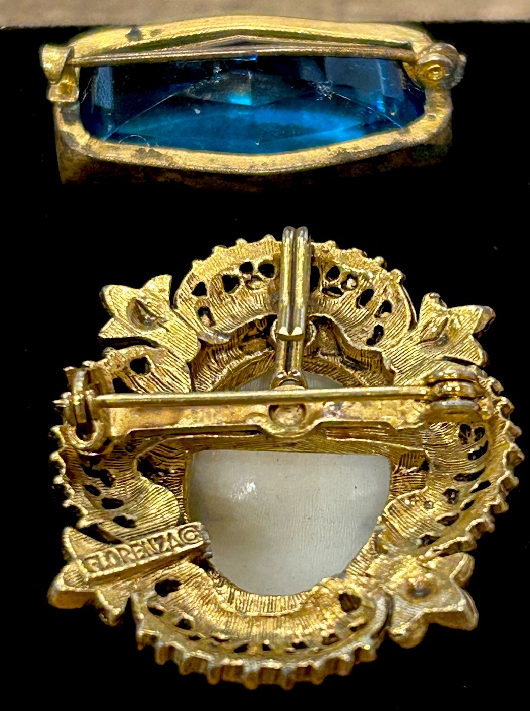 Vtg Lot Of 3 Brooches: 2 True Victorian & 1 Mid-Century Florenza Shell Cameo EUC