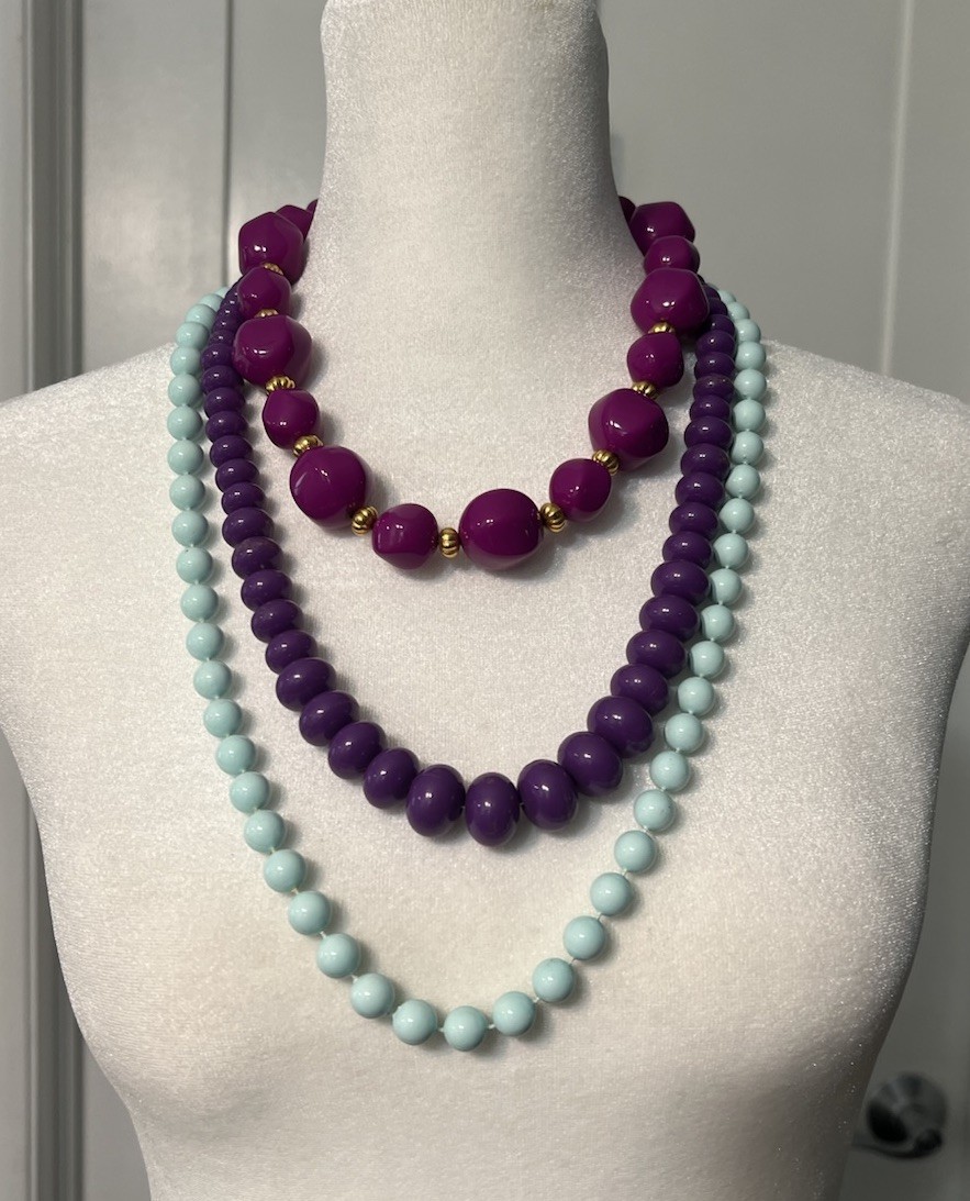 Vtg Statement Necklaces Lot 11 Peacock Decor Tin Boho Acrylic Lucite Beaded Bold