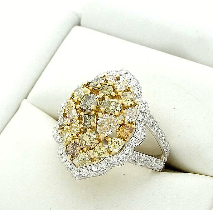 DIAMOND FANCY COLOR CLUSTER RING CERTIFIED NATURAL EARTH MINED DESIGNER $22,750