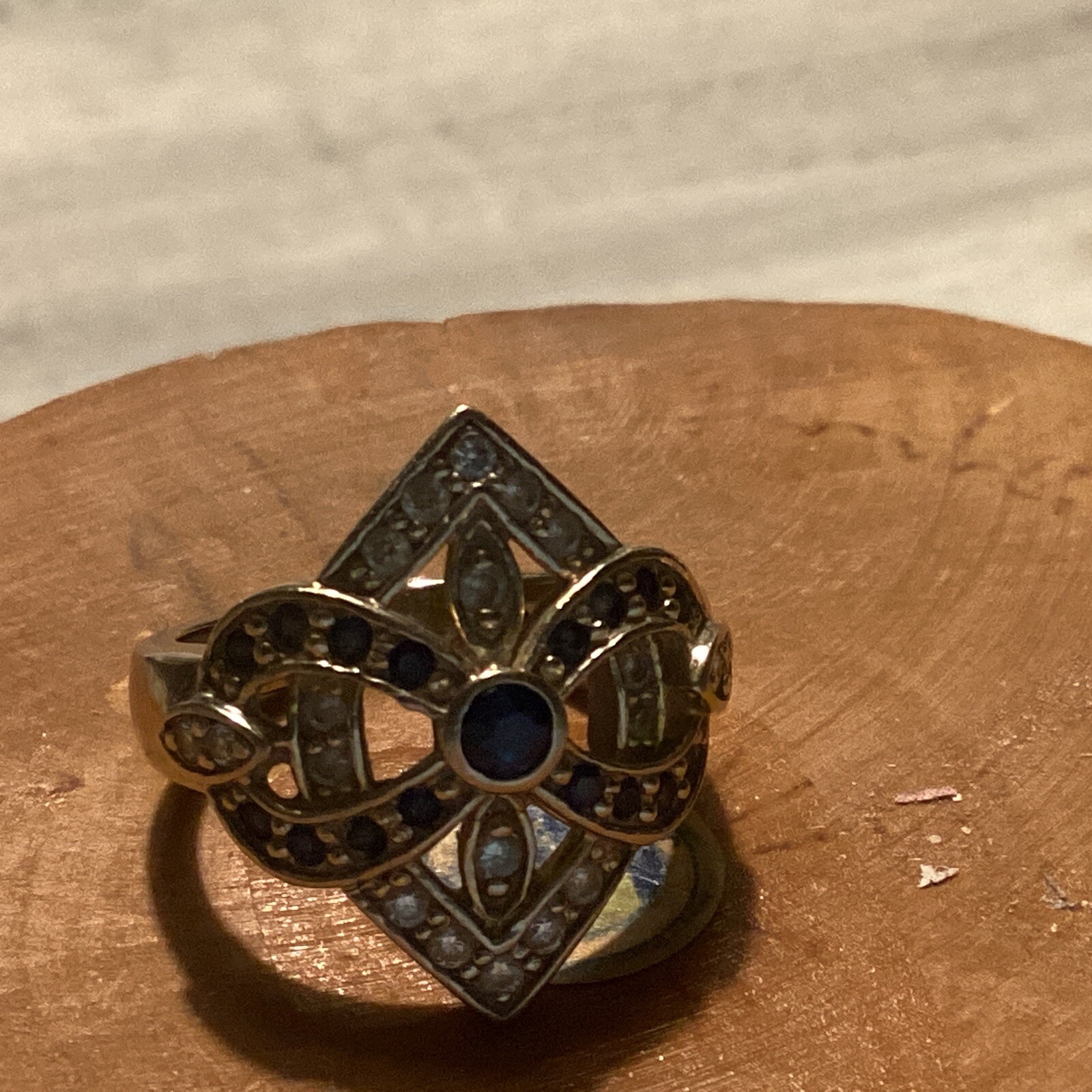 Vintage Electroplate Silver Tone Ring Art Deco Style Size 6.25