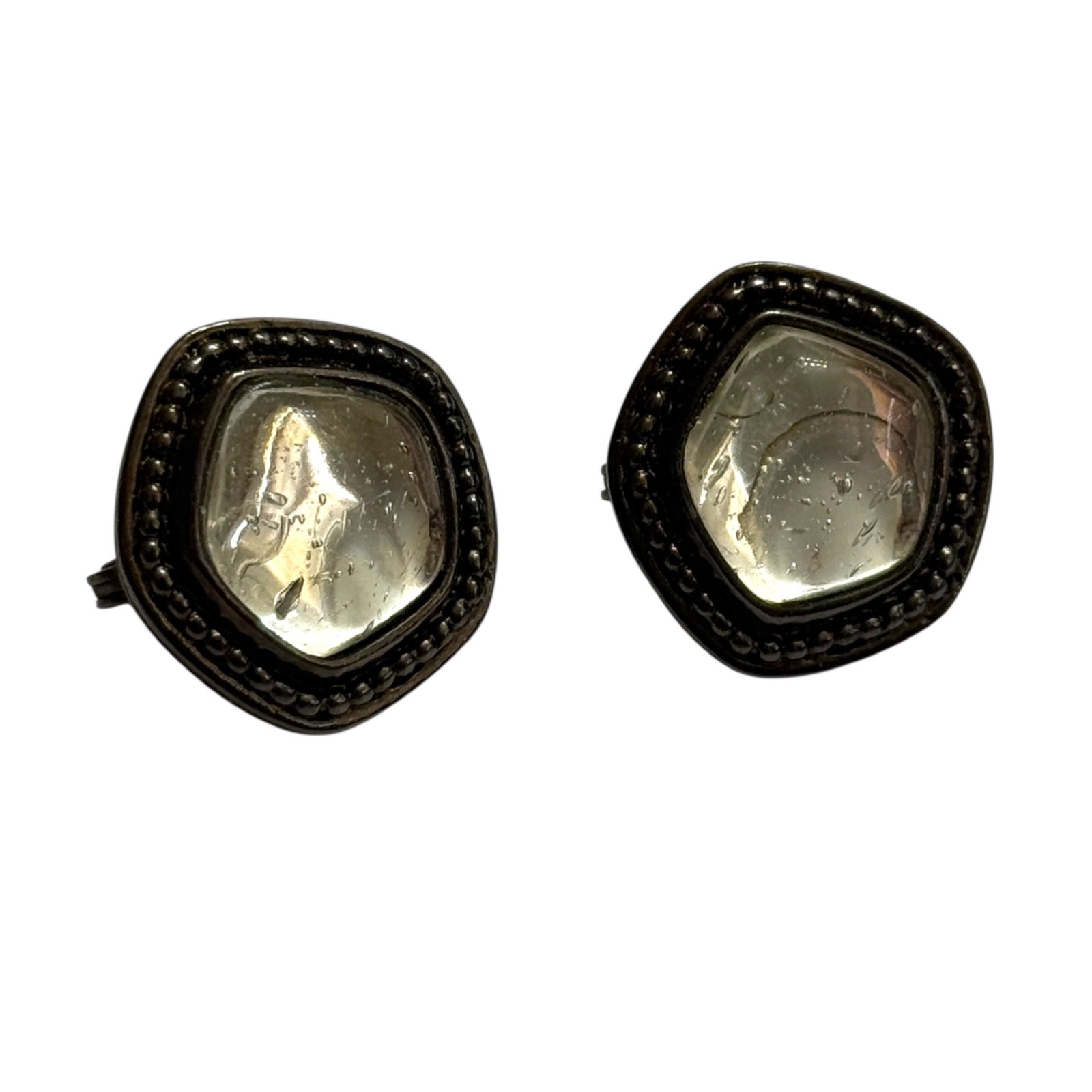 Vintage 1982 YSL Yves Saint Laurent Gripoix Poured Glass Earrings 14k post