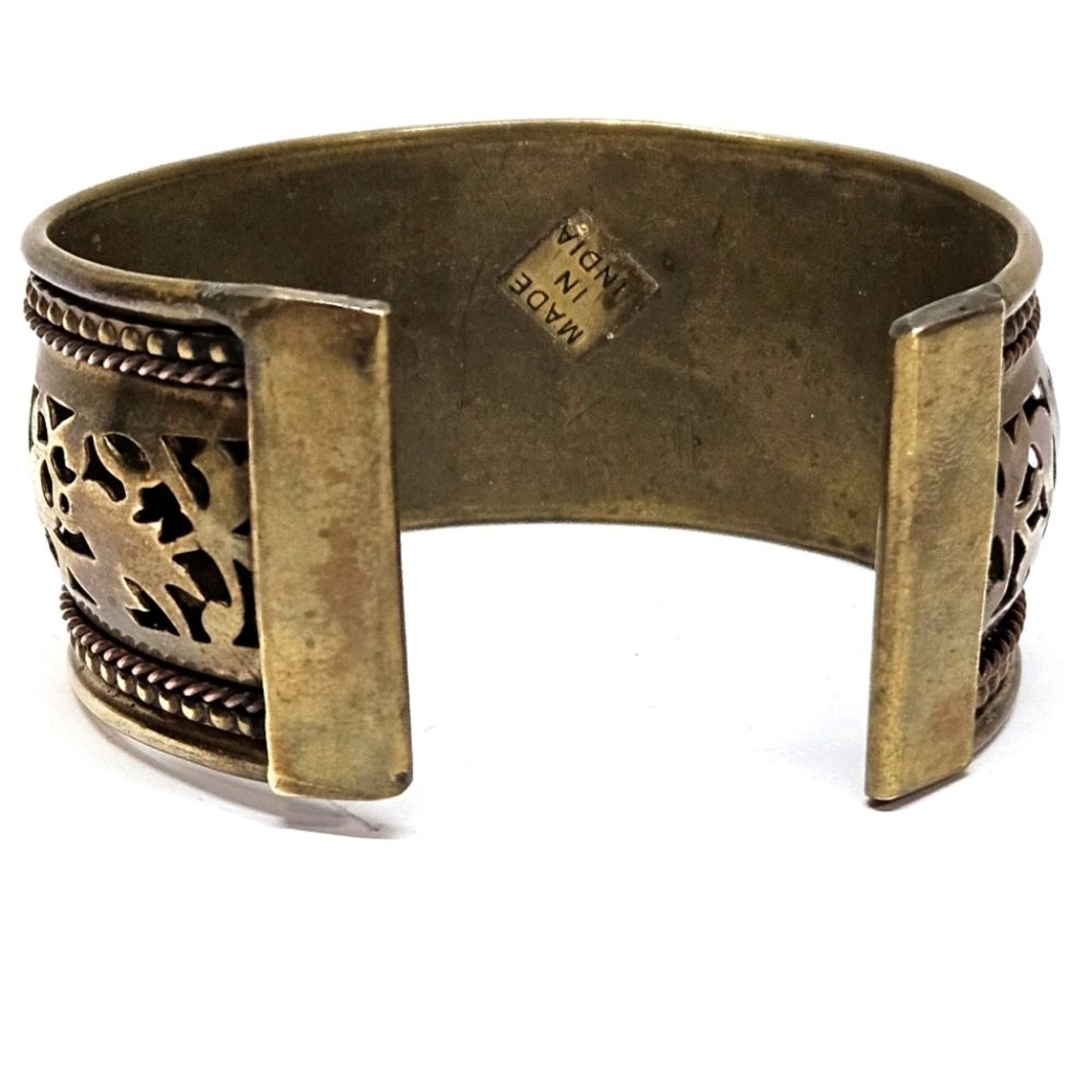 VINTAGE Pierced Metal Filigree Cuff Bracelet Made in India