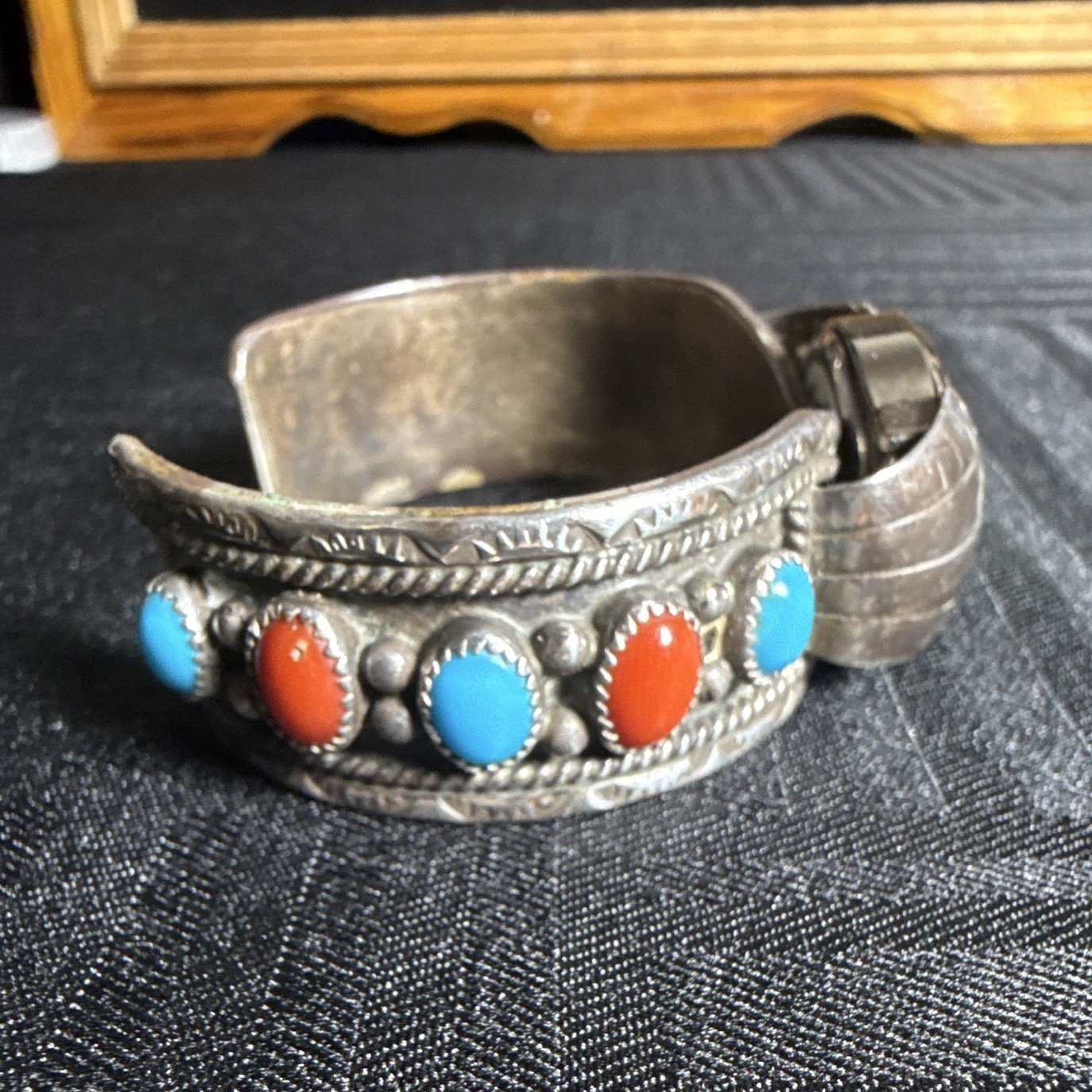 Native American watch cuff signed Lm