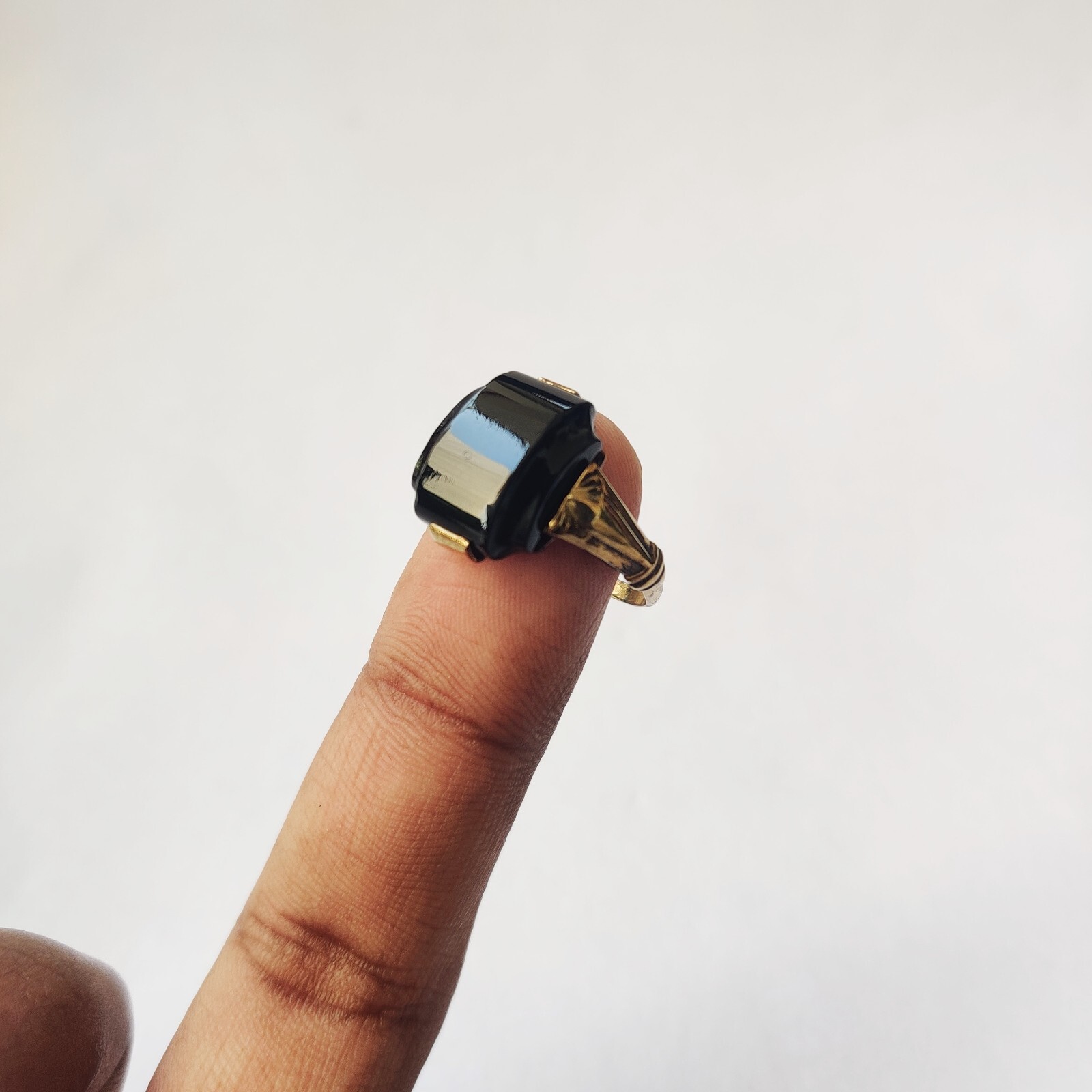 antique 925 silver vintage Victorian art deco handmade black onyx ring best gift