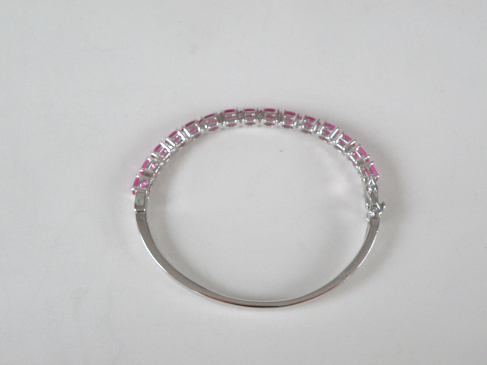 Vintage Sterling Silver 925 Lab Created Pink Sapphire Gemstone Bracelet 7.5″