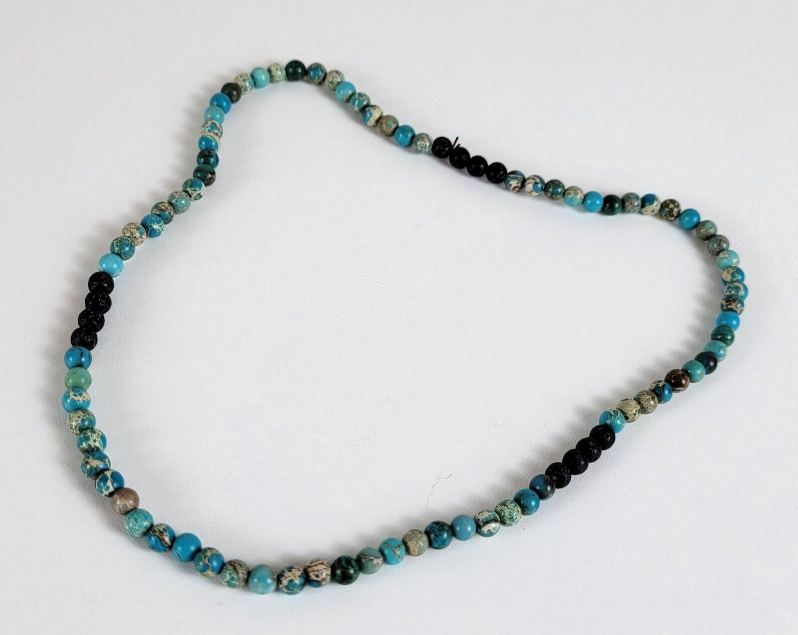 Vintage Multicolor Gemstone Beaded Stretch Necklace 21 In Bohemian Surfer