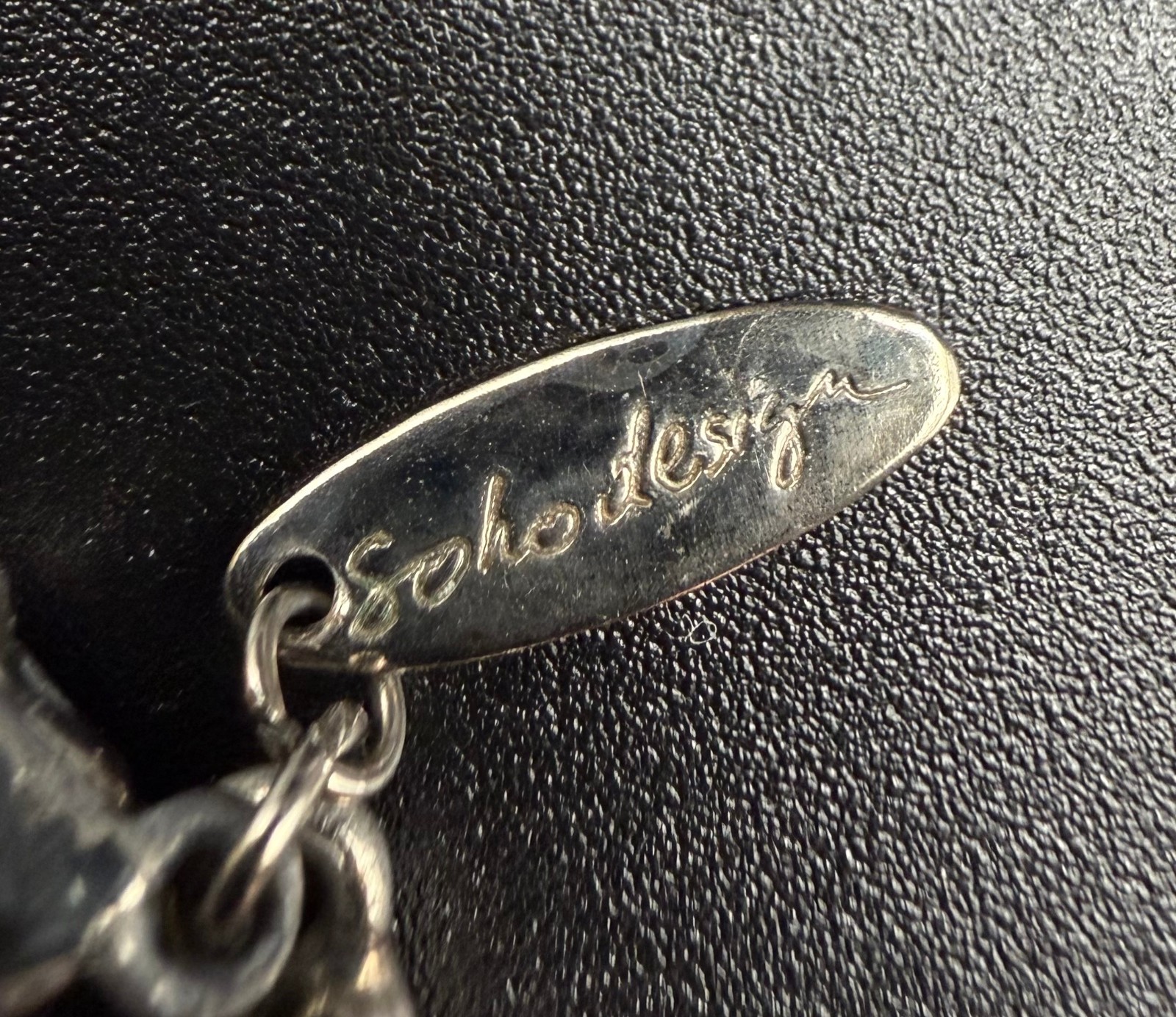 Vintage Soho Design Silver Tone Wave Link Necklace 18″ Adjustable Signed
