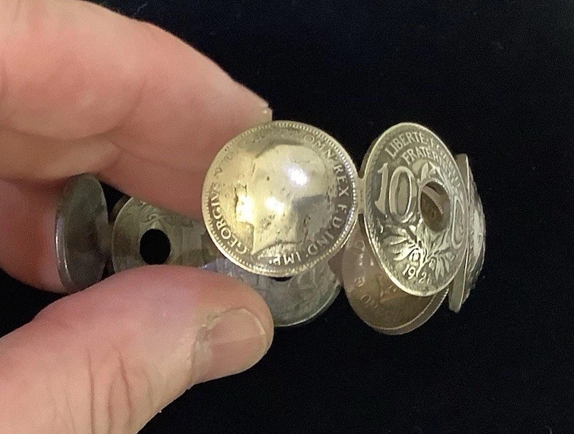Vintage Real Antique Coin Cuff Bracelet 1921 To 1941 Great Britain French Silver