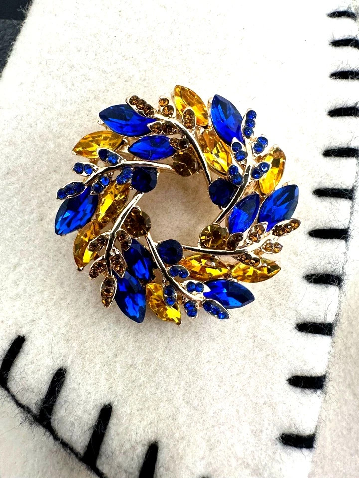 New Ukrainian Easter Wreath Rhinestone Brooch, Wheat Pin, Easter Gift For Her