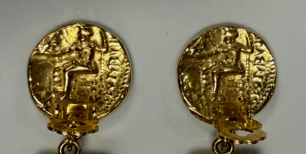 Vintage Gold Tone “Parfum Paris” Perfume Bottle Clip On Earrings French Novelty