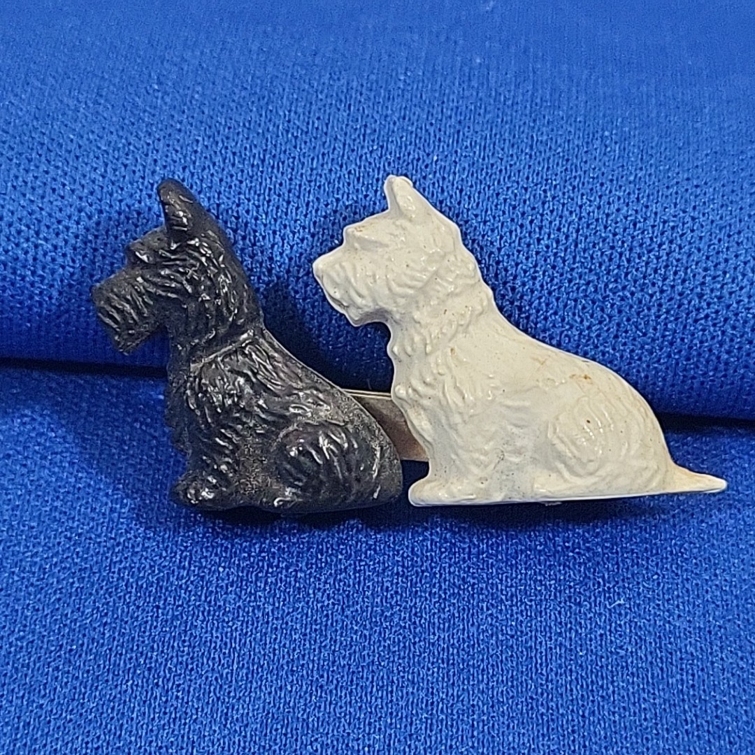 Vintage Scotty Dogs Pin Made In Great Britain Black And White